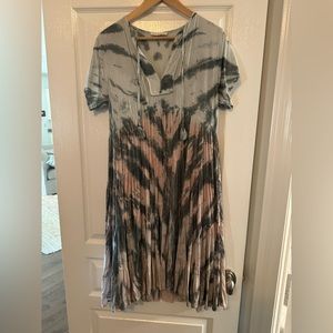 Karlie tie dye print dress, grey and pink